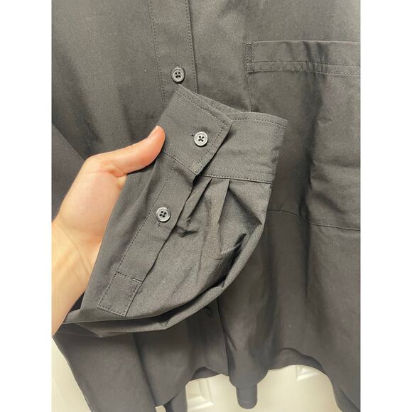 Athleta Cropped Stretch Tech Top Long sleeve button front black size XL - Picture 4 of 6